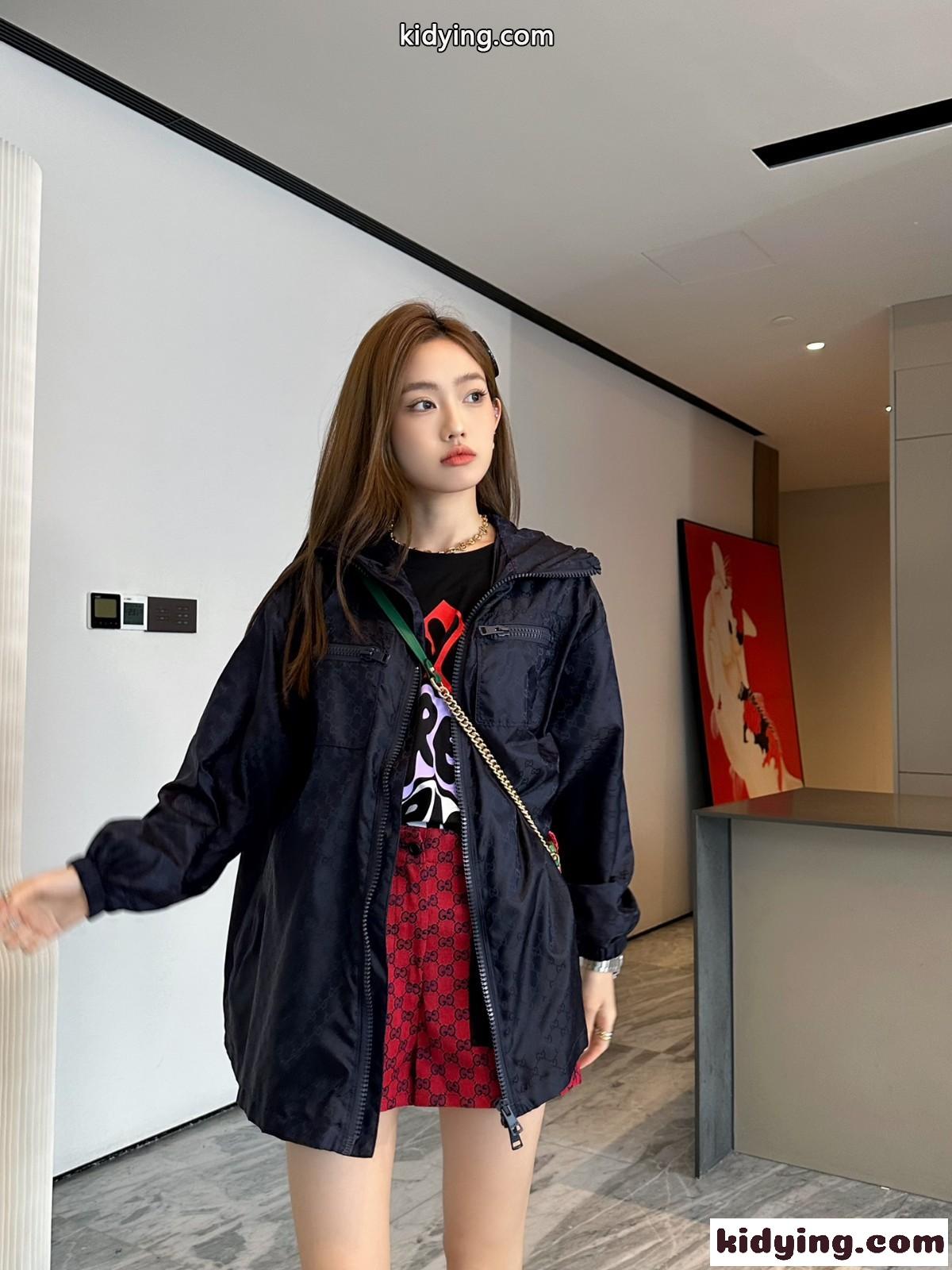 GG フーデッド ジャケット グッチ ジャケット コピー ユニセックス ネイビー-4