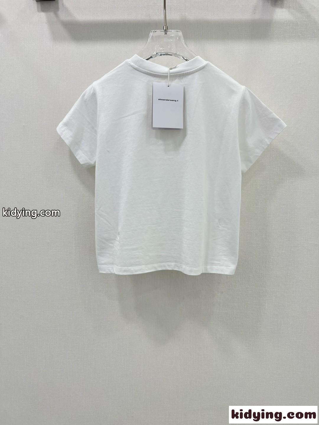 カジュアル 合わせやすい コットン 半袖Tシャツ アレキサンダーワング Tシャツ コピー ホワイト-4