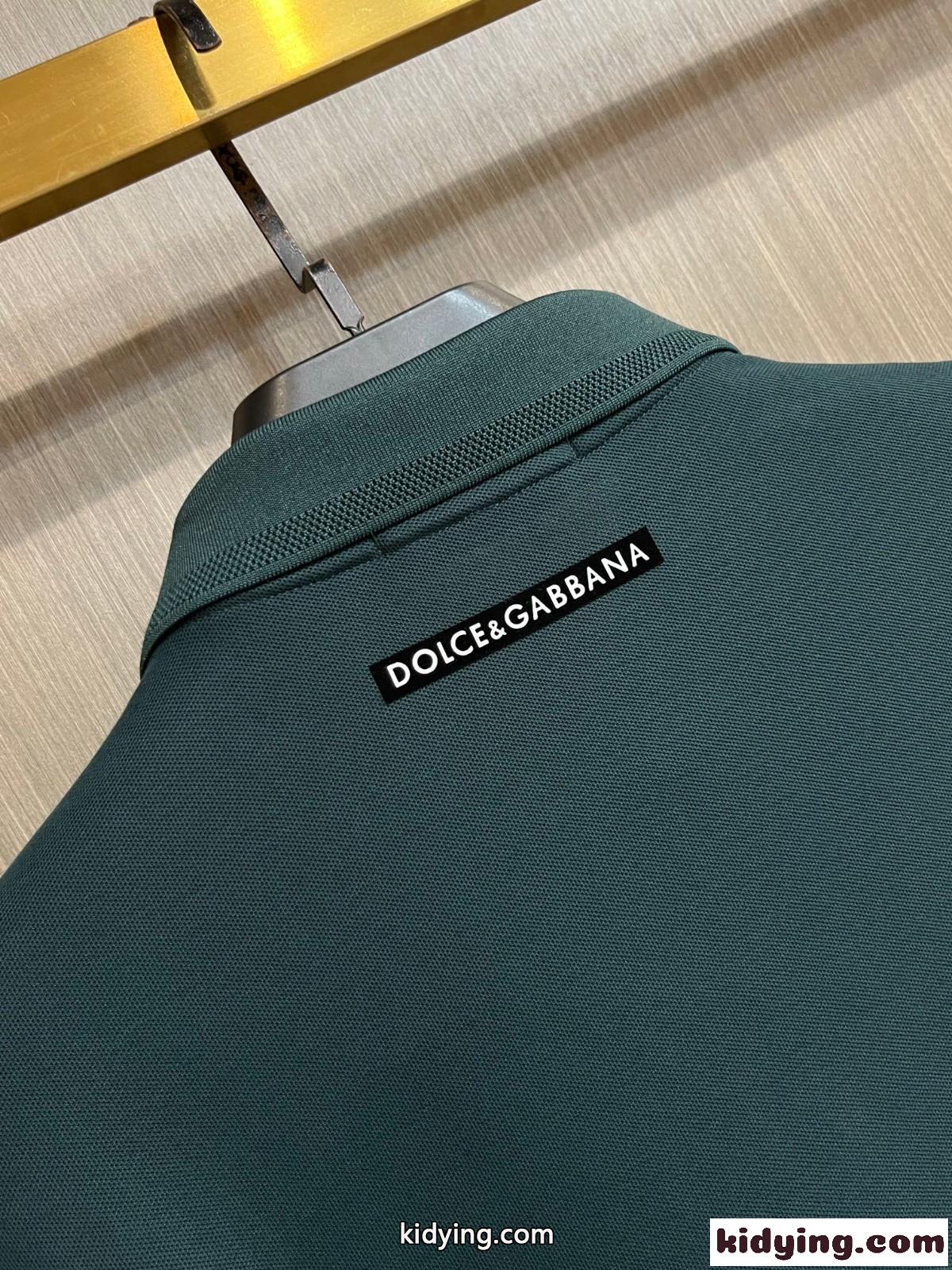 ドルチェ&ガッバーナ 半袖Tシャツ コピー カジュアル 定番 コットンピケ ポロシャツ グリーン-4