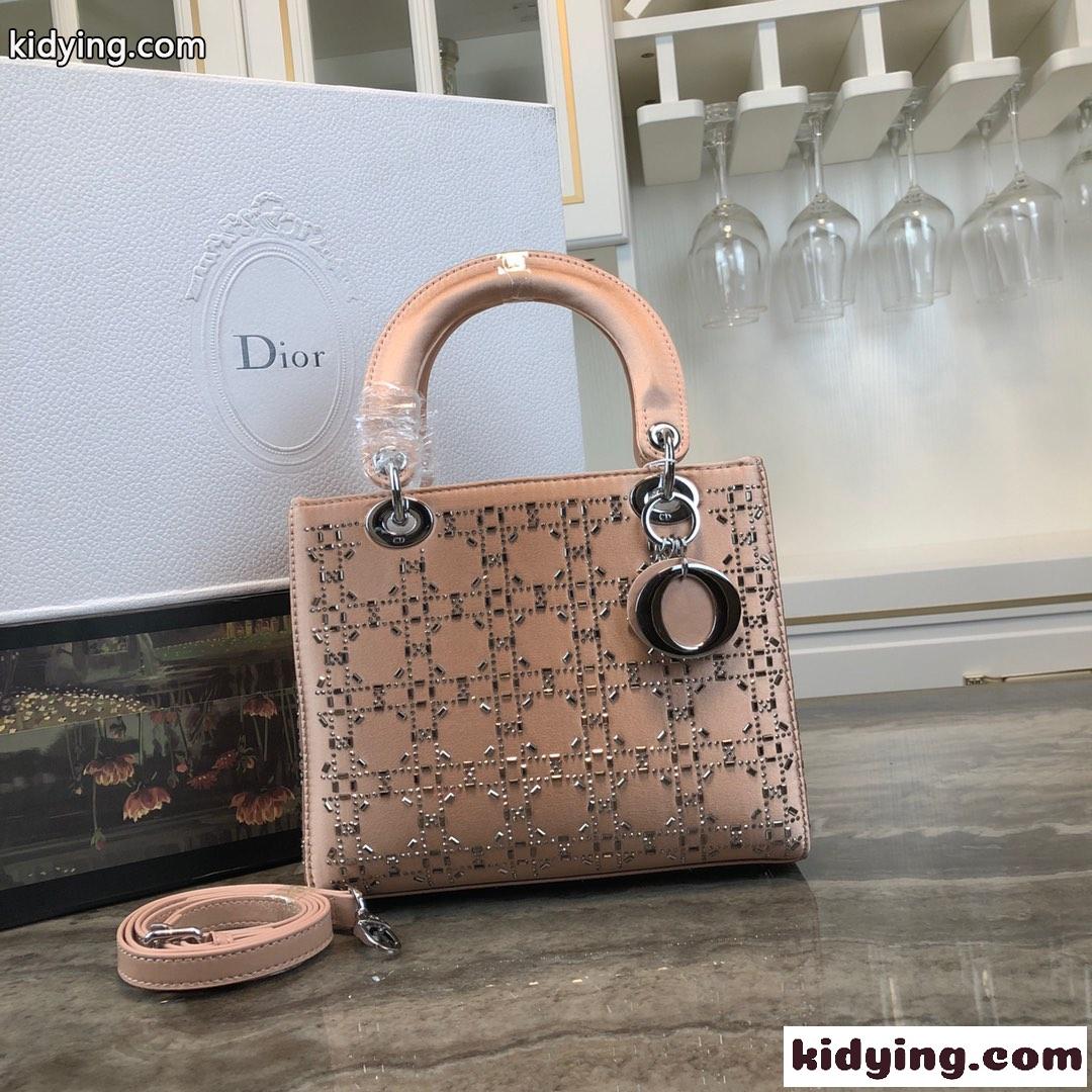 大人気 LADY DIOR カナージュ サテン ハンドバッグ クリスチャン・ディオール バッグ コピー ピンク-1
