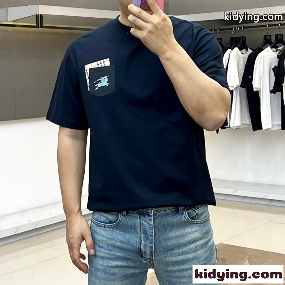 カジュアル ロゴ コットン 半袖Tシャツ バーバリー Tシャツ 偽物 ブラック-0