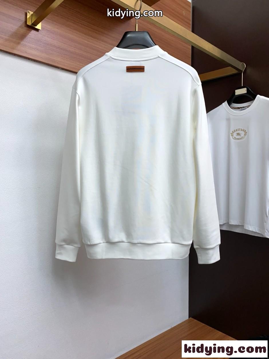 カジュアル 着回し ロゴ刺繍 スウェットシャツ エルメネジルド・ゼニア 偽物 ホワイト-4