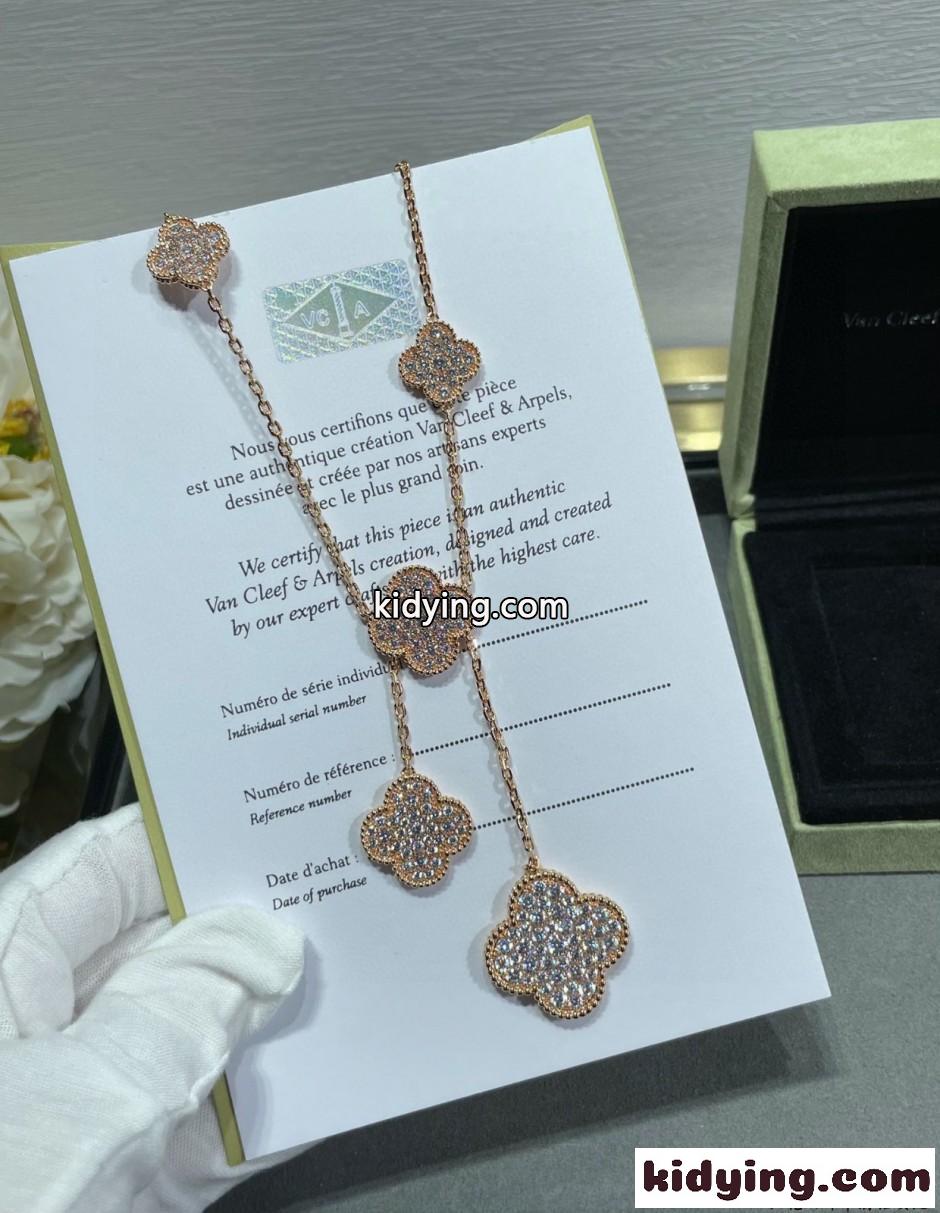 クローバー 6モチーフ ロングネックレス ヴァンクリーフ&アーペル ネックレス 偽物-3