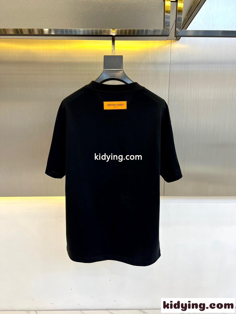 エンベリッシュドコットンTシャツ ルイ・ヴィトン Tシャツ コピー ブラック-3