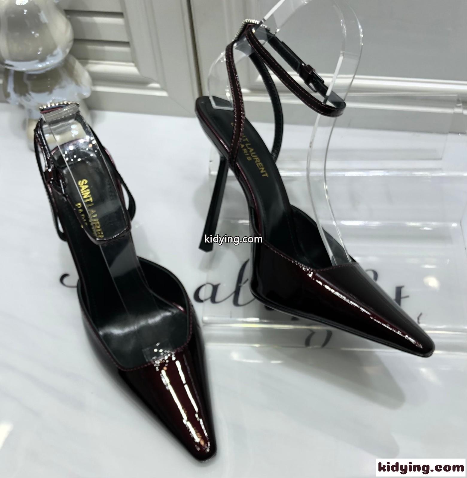 パテントレザー アヌーク パンプス イヴ・サンローラン サンダル コピー ワイン-3