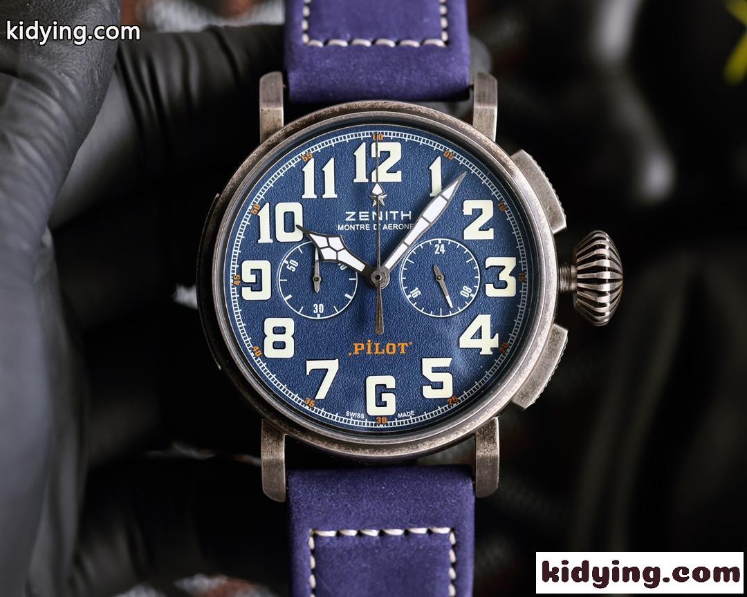レトロ オシャレ 多機能 47mm カジュアル 夜光 ゼニス 時計 コピー メンズ 腕時計 人気 洗練された 高級感-1