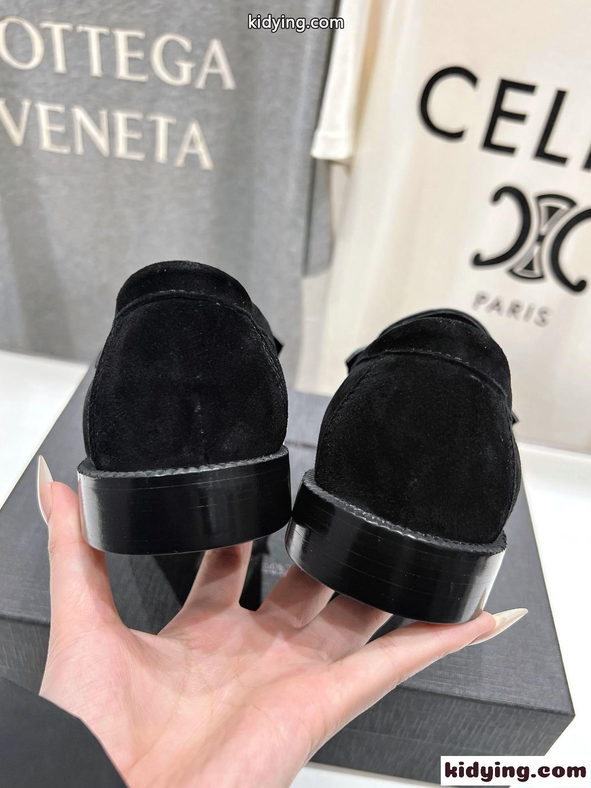 YSL イヴ・サンローラン ローラン ローファー スーパーコピー スエード ブラック-3
