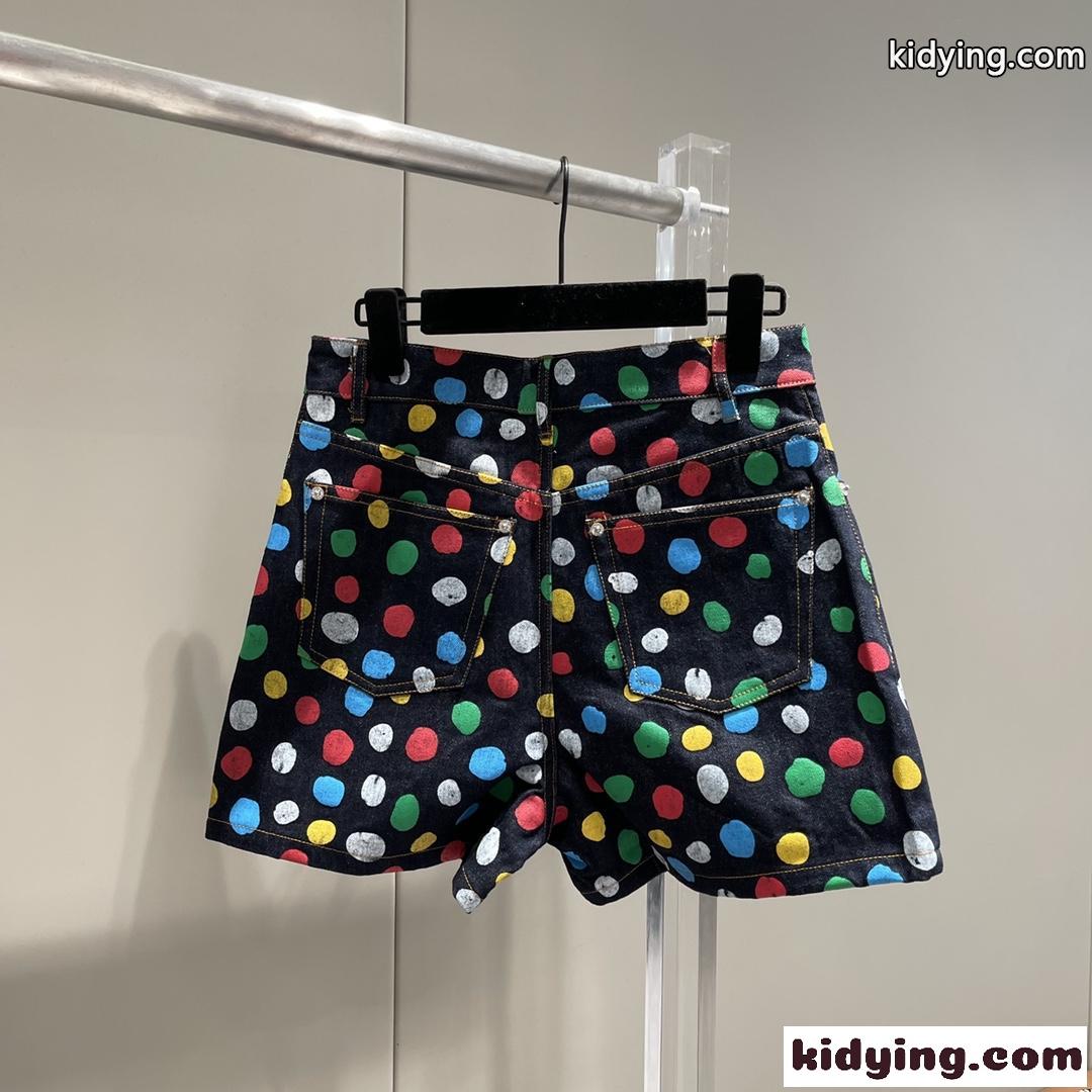 LV × YK ペインティッド ドット デニムショーツ ルイヴィトン ジーンズ コピー レディース-1