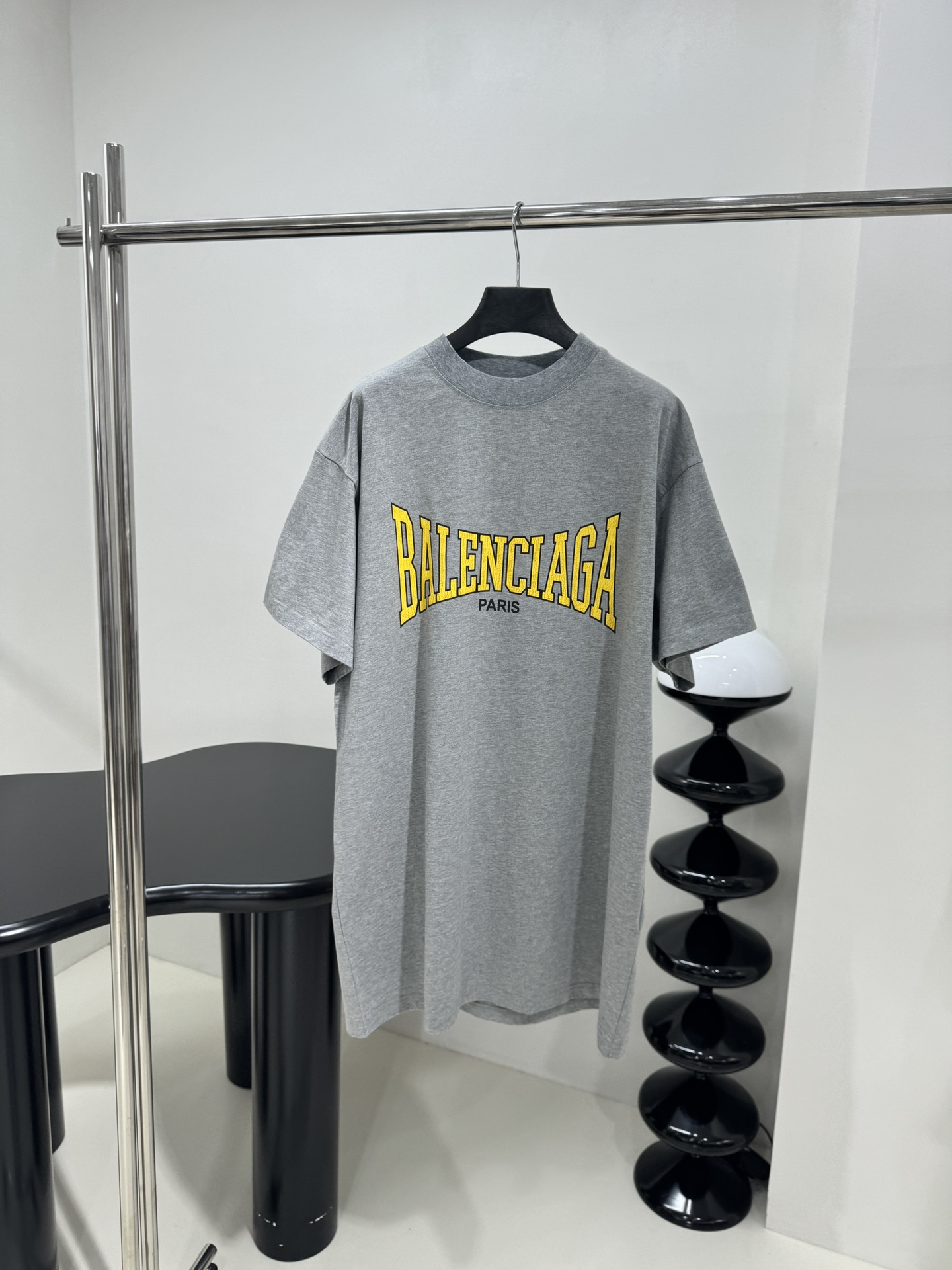 バレンシアガtシャツメルカリコピー カジュアル トップス 純綿 半袖 プリント 男女兼用 グレイ-0