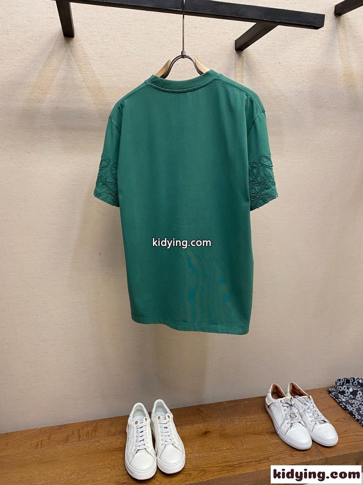 カジュアル ルーズフィット Tシャツ ロエベ Tシャツ コピー 半袖 トップス グリーン-1