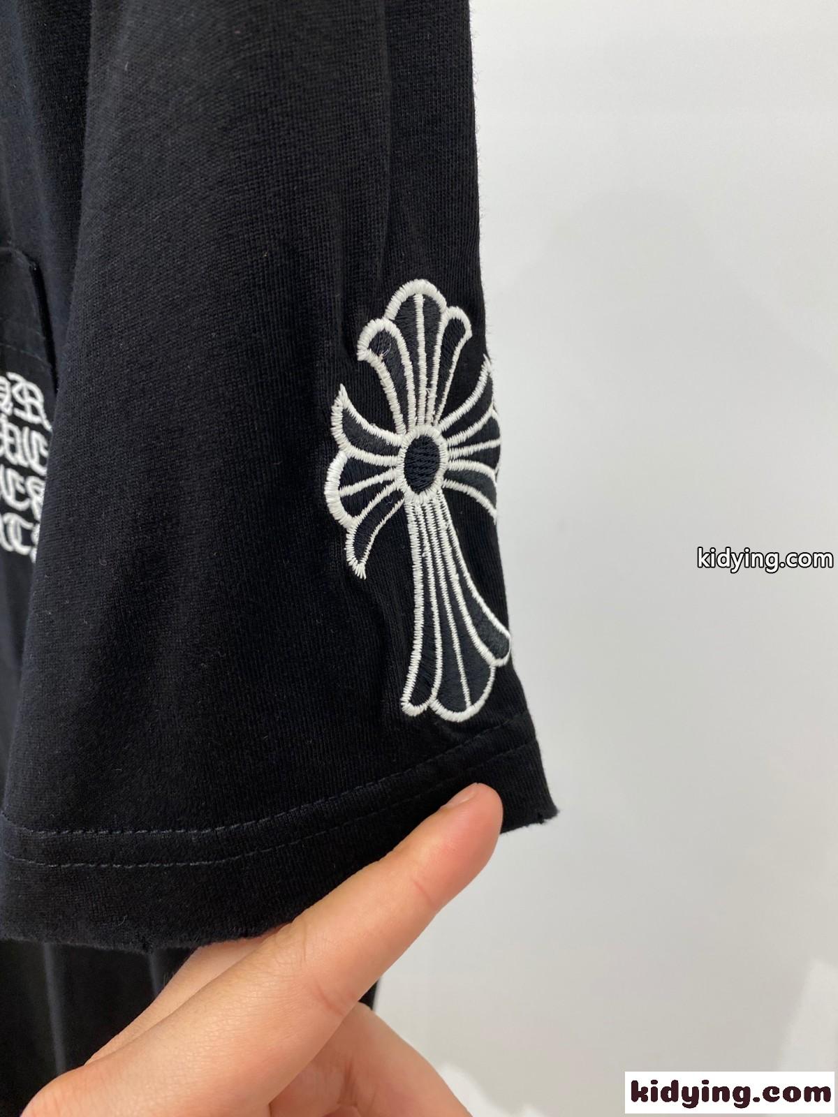シンプル カジュアル クロムハーツ 半袖Tシャツ コピー 刺繍入り ブラック-3
