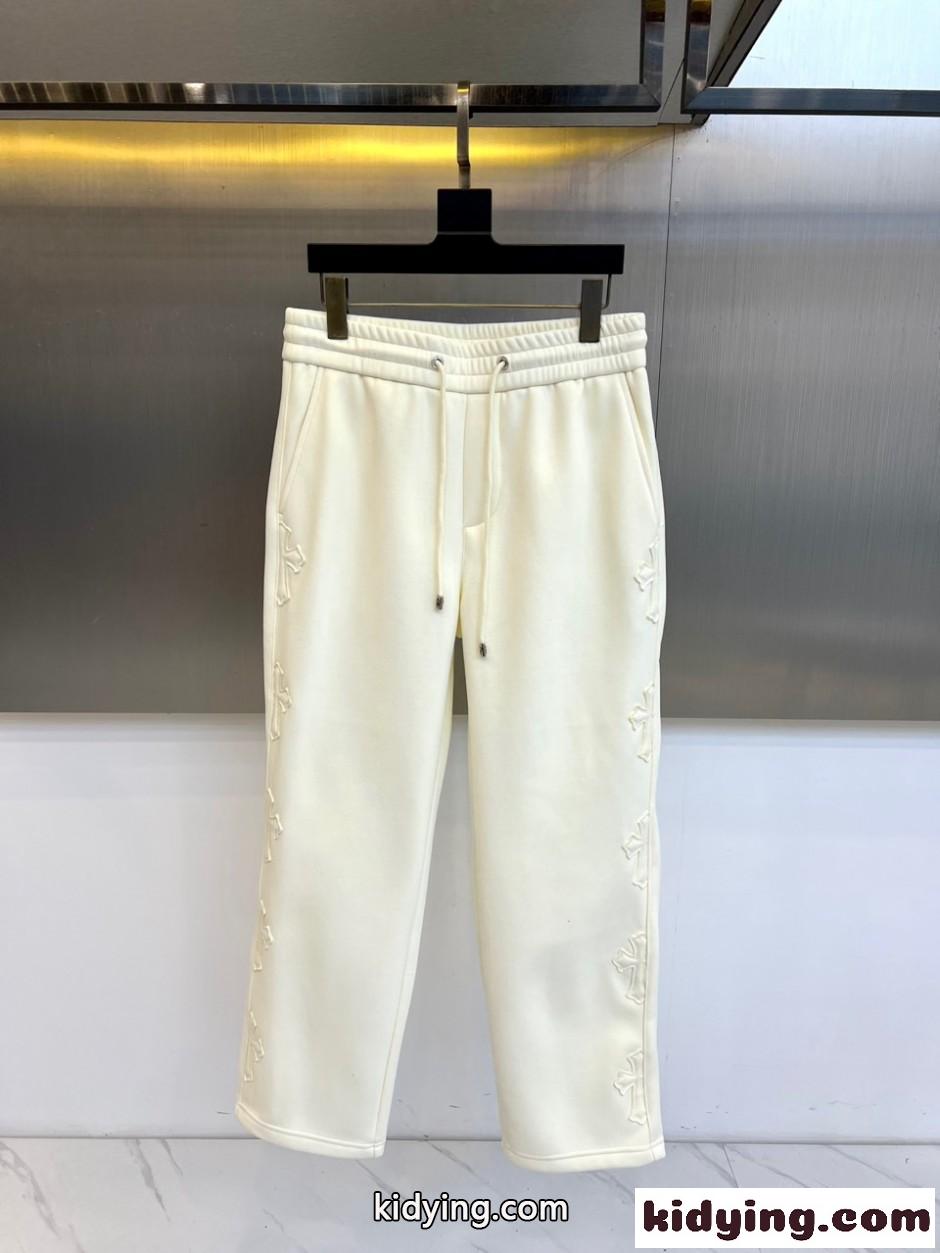 クロスパッチ 裏起毛 スウェットパンツ クロムハーツ パンツ 偽物 ホワイト-1