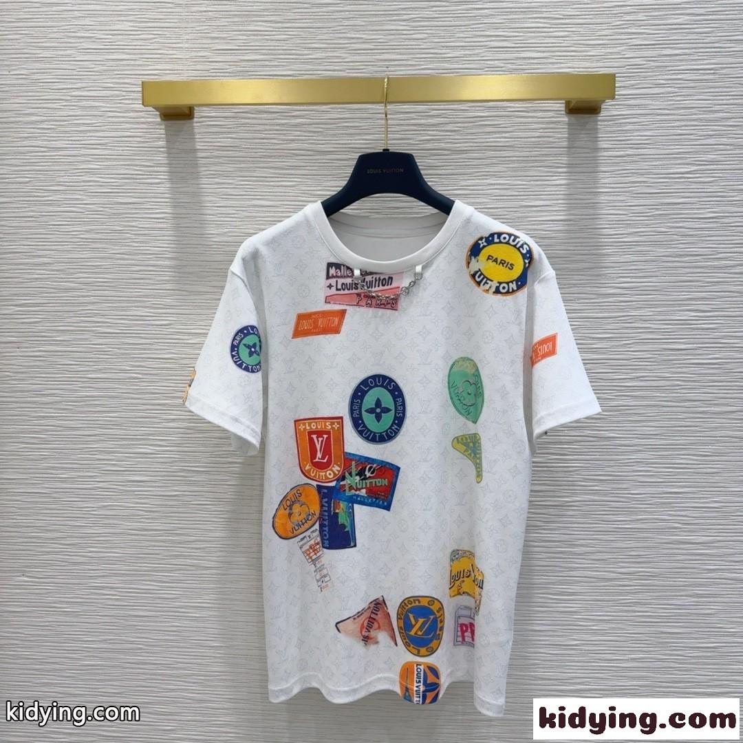 マヒナ パッチプリントTシャツ ルイ・ヴィトン 半袖Tシャツ コピー ホワイト-1