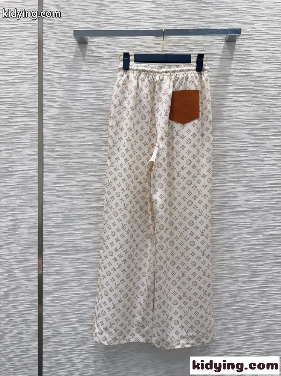 モノグラム ドローストリング ワイドパンツ ルイ・ヴィトン パンツ コピー ベージュ-3