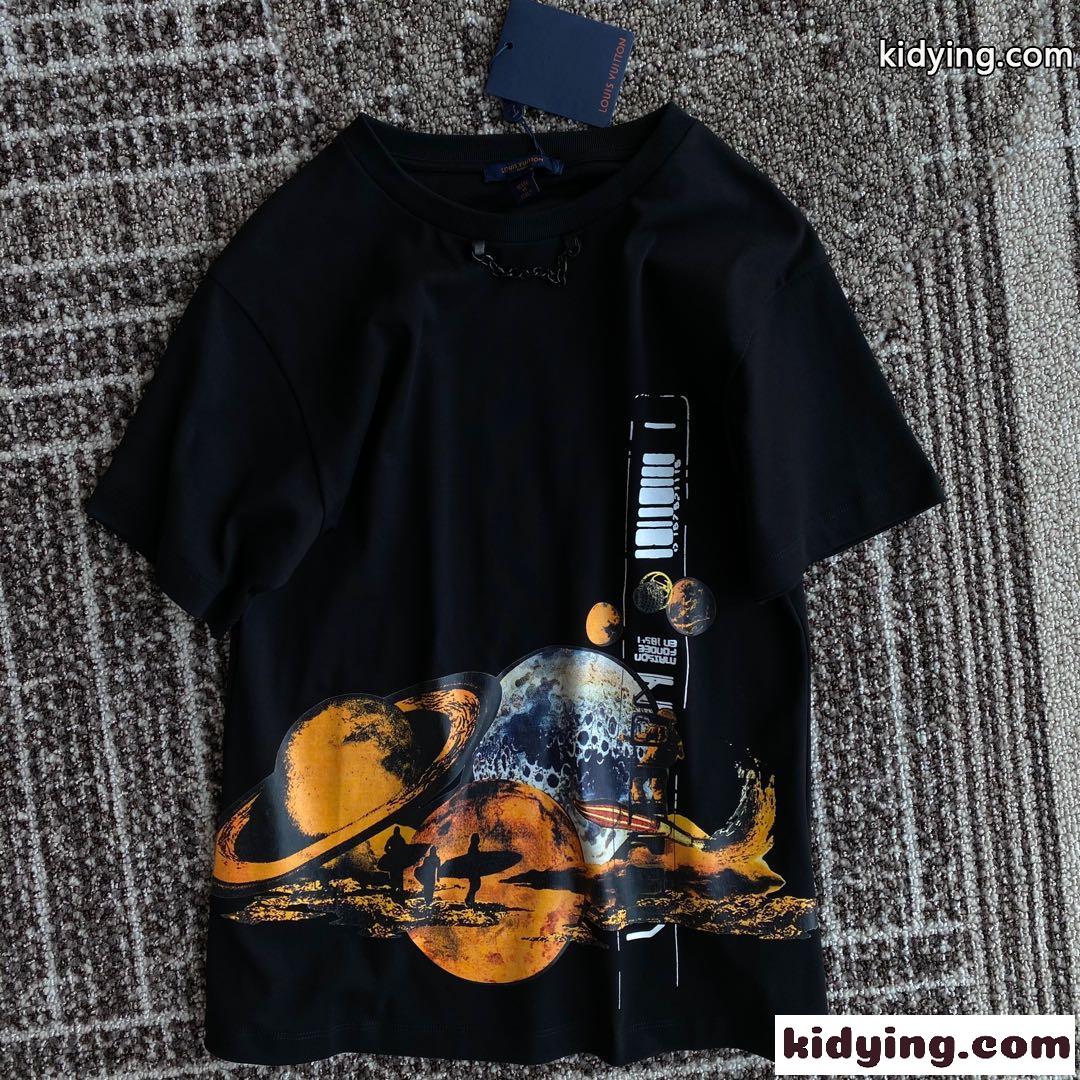 おしゃれ プリント クルーネック ルイ・ヴィトン Tシャツ コピー 半袖 春夏 カジュアル ゆったり トップス-3