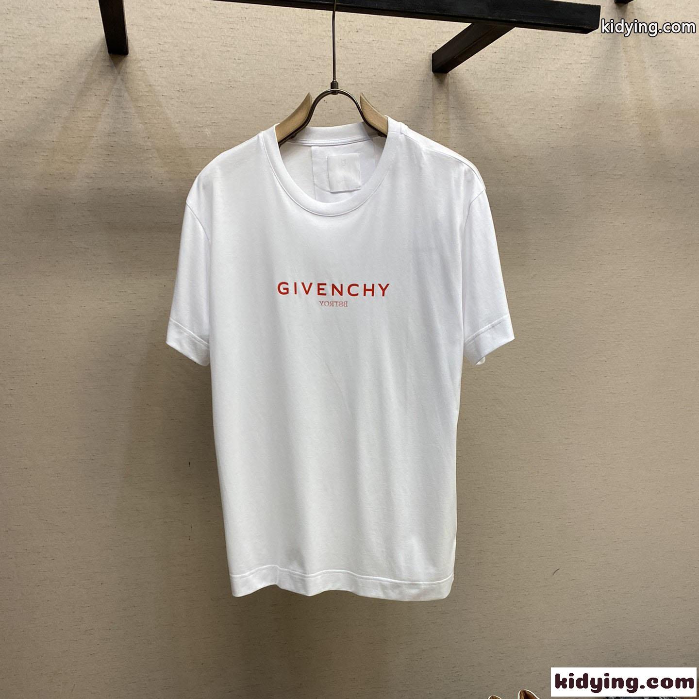 ジバンシィ Tシャツ コピー シンプル ロゴ プリント クルーネック 半袖 トップス-0