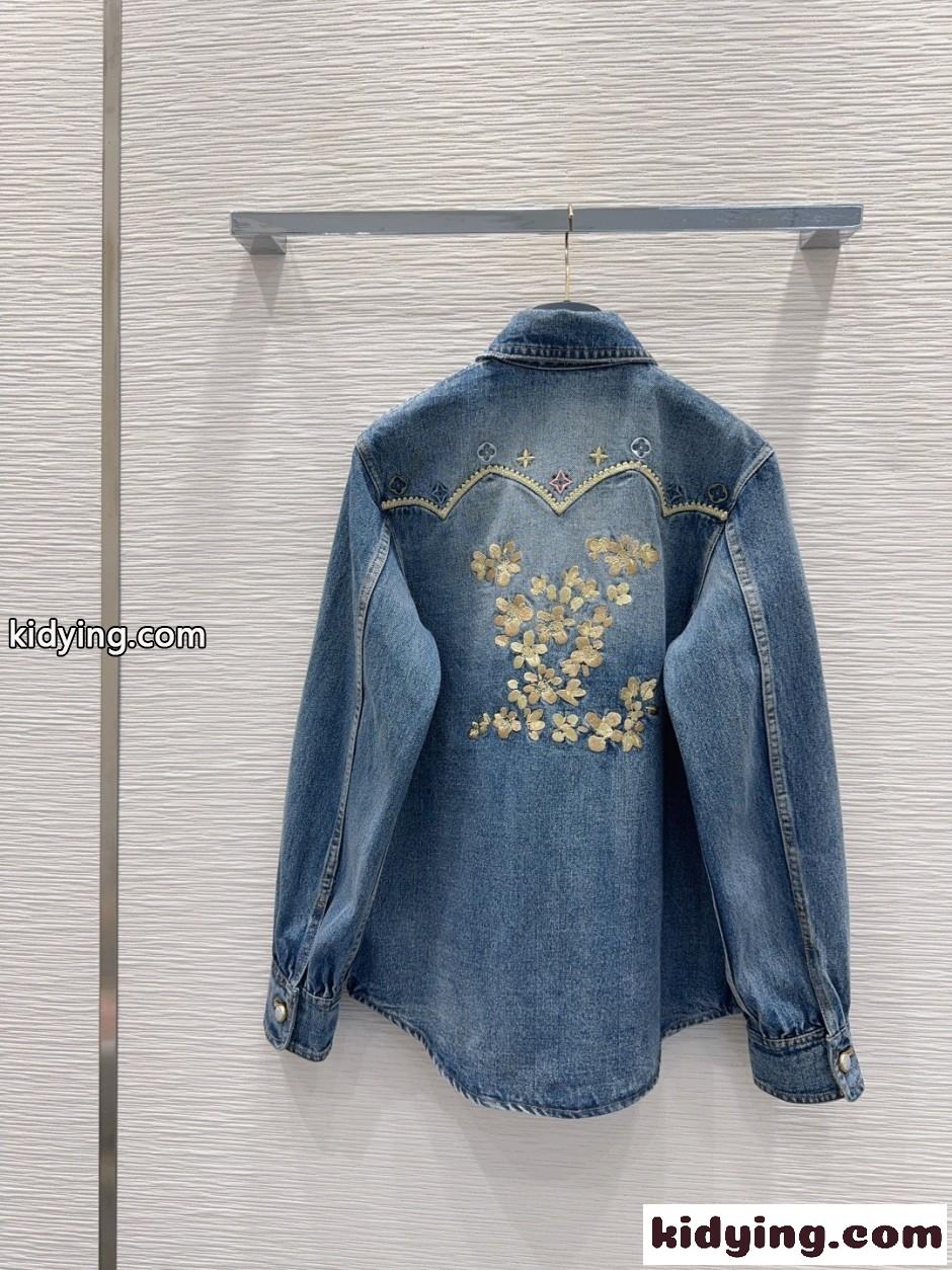 カジュアル 刺繍入り デニムシャツ ルイ・ヴィトン シャツ コピー コットン-3