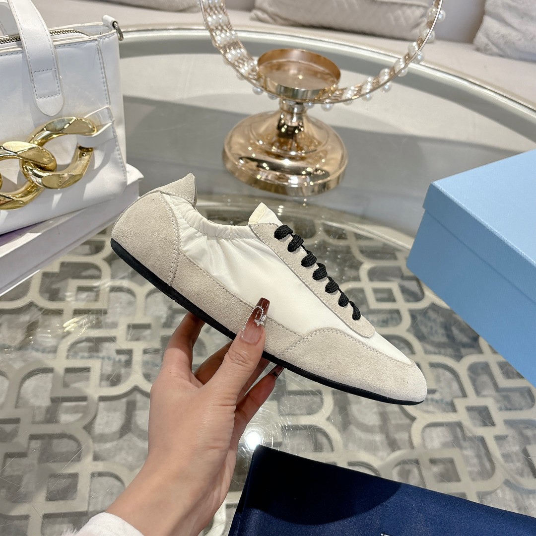 プラダ コラプス スエード スニーカー コピー レディース メンズ アイボリー-3