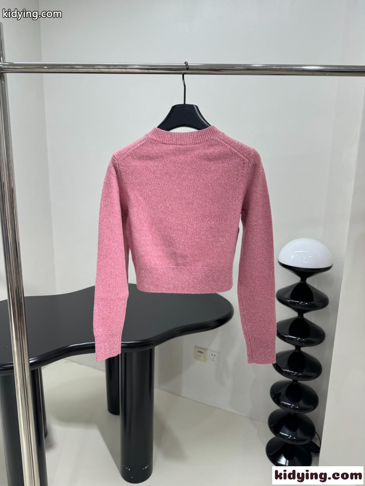 シンプル 合わせやすい カーディガン シャネル ニット コピー ピンク-1