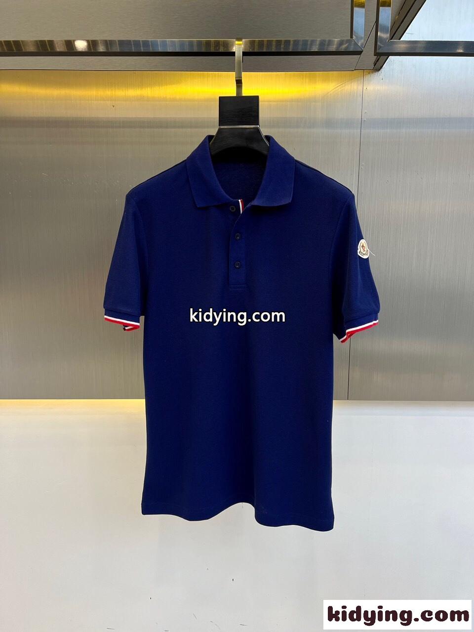 定番 コットンピケ ポロシャツ モンクレール 半袖Tシャツ コピー ブルー-0