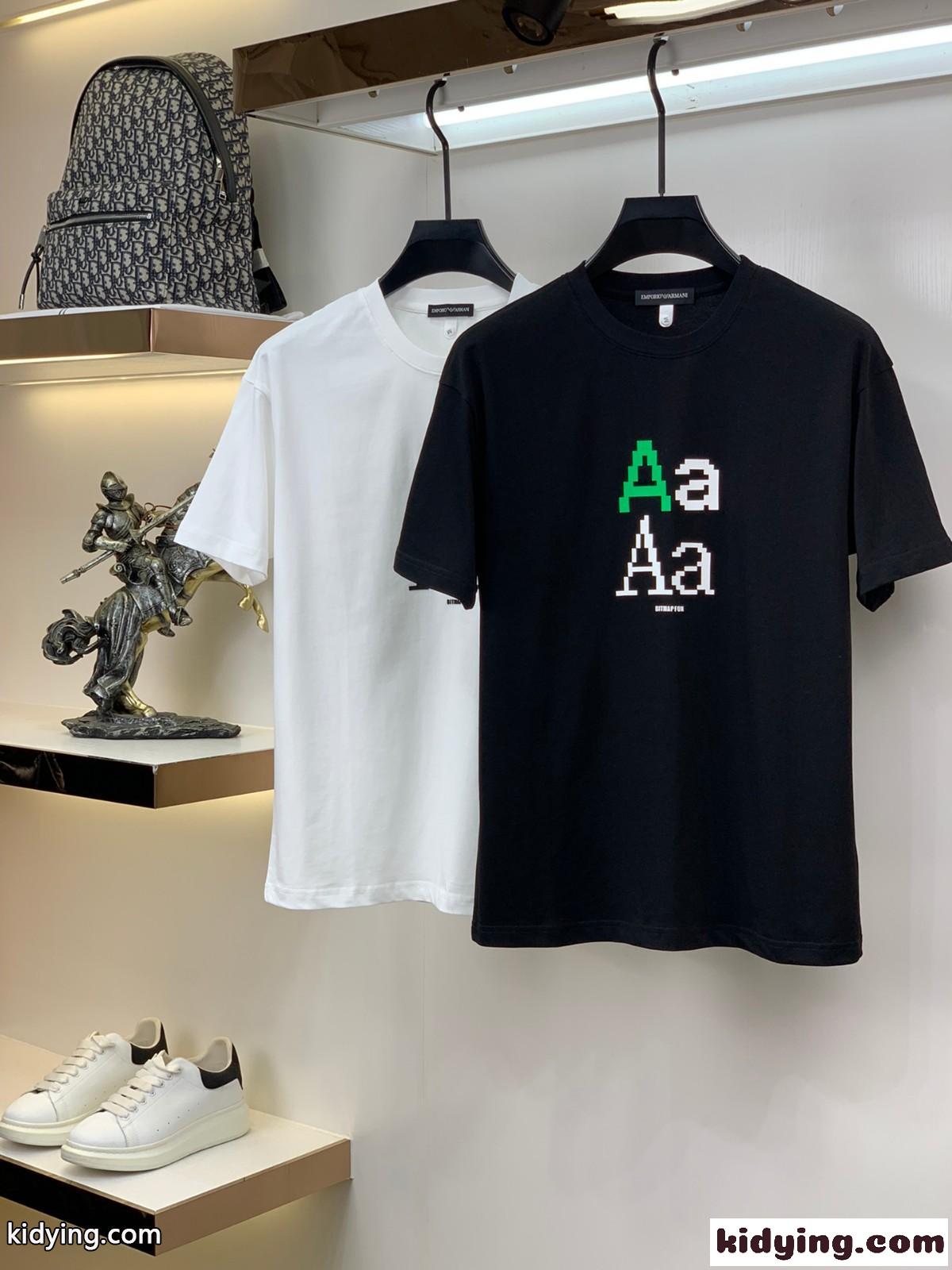 定番 クルーネック コットン アルマーニ tシャツ コピー 人気 おしゃれ クルーネック 半袖 トップス-0