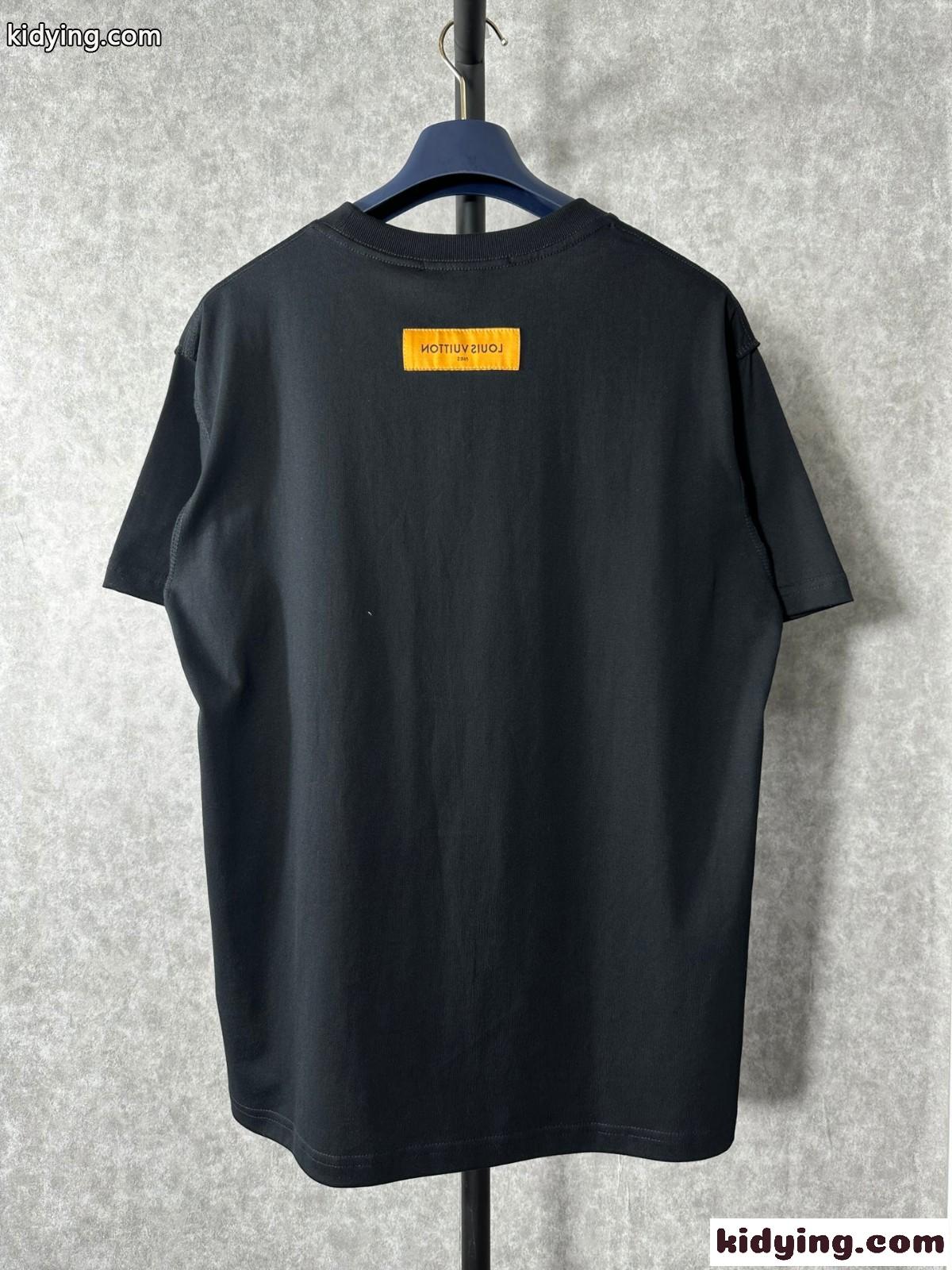 ルイ・ヴィトン Tシャツ コピー シンプル ユニセックス クルーネック コットン 半袖Tシャツ-1