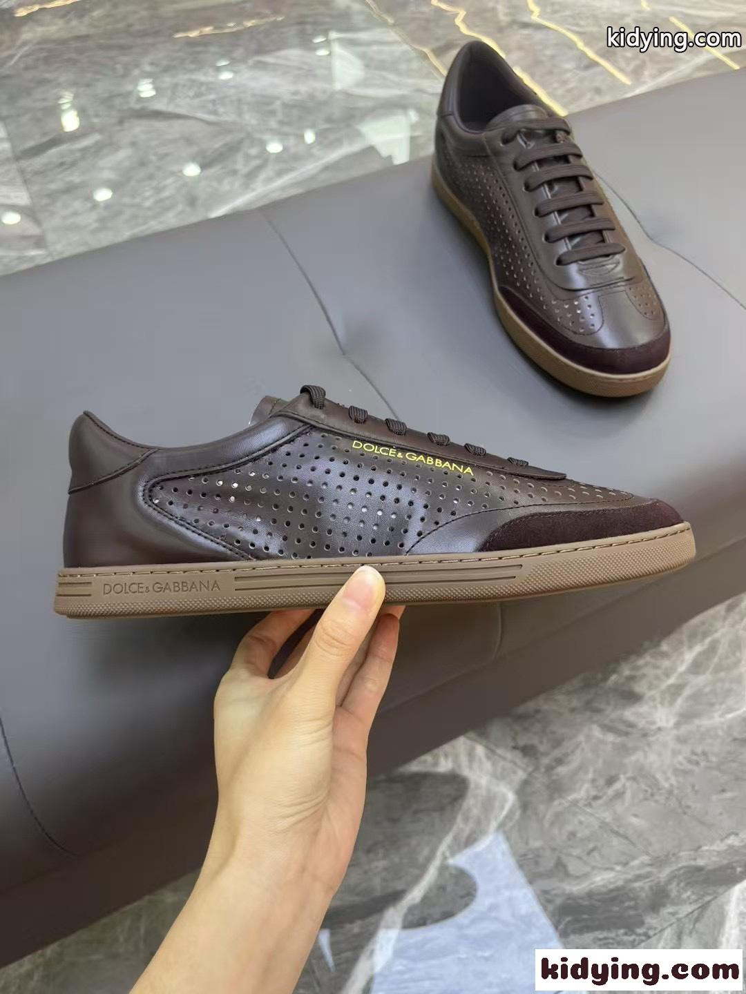 ドルチェ&ガッバーナ コピー 洗練された 新作 D&G サントロペ レザー スニーカー ブラウン-4