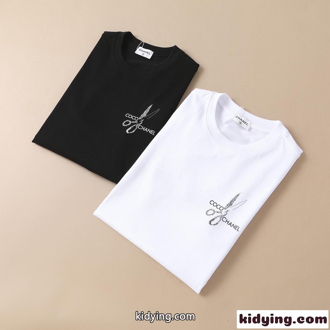 2022春夏新作 ファッション プリント ホワイト ブラック シャネル tシャツ メンズ コピー 半袖tシャツ おしゃれ-4
