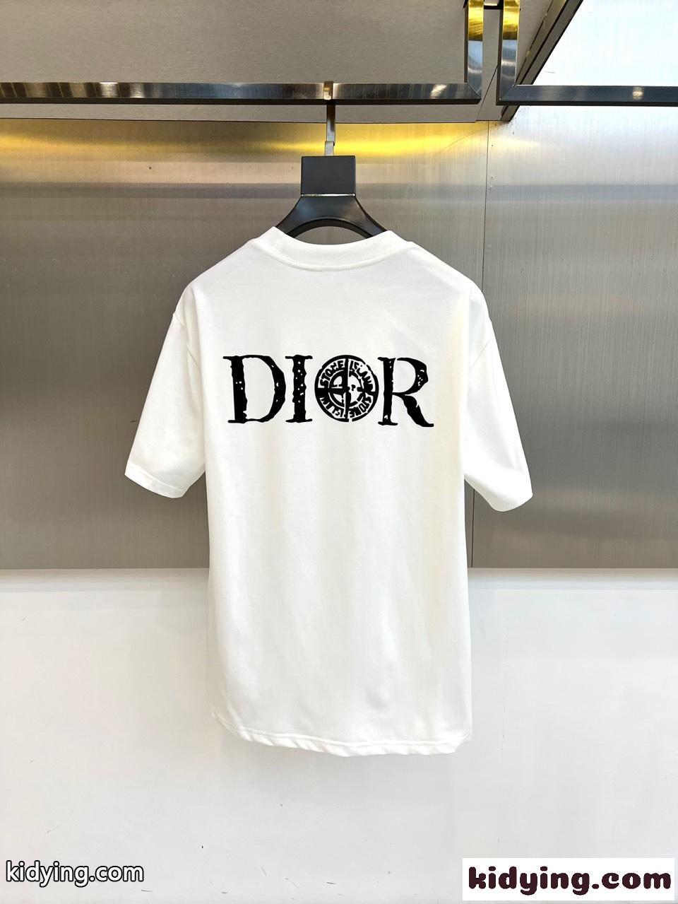 シンプル ロゴプリント コットン 半袖Tシャツ クリスチャン・ディオール Tシャツ 偽物 ホワイト-0