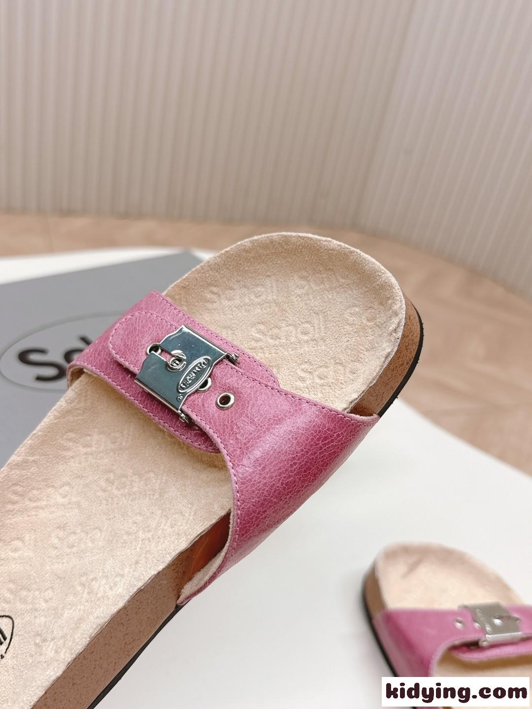 BALENCIAGA I Scholl フラット サンダル バレンシアガ サンダル コピー ピンク-2