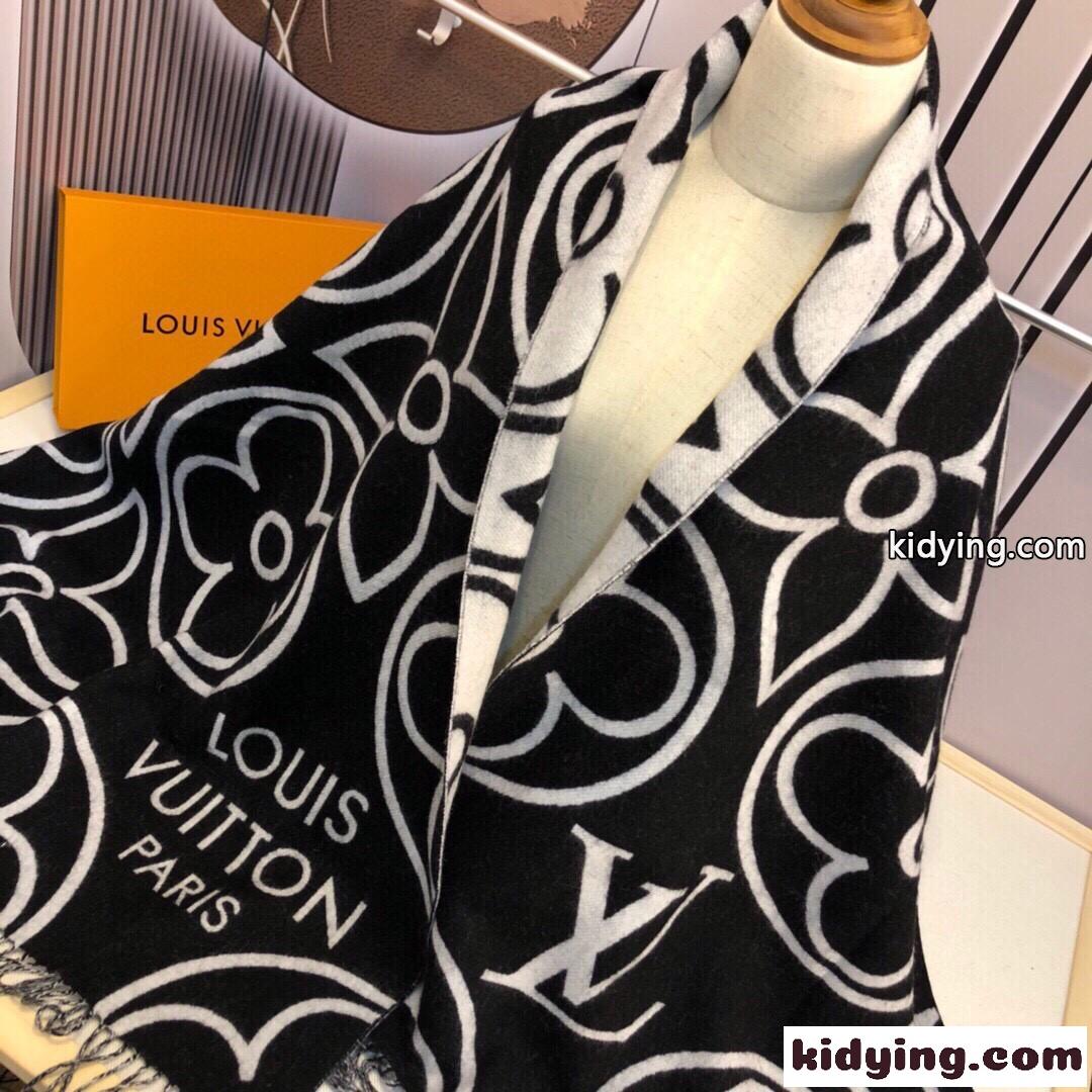 大判サイズで暖かい☆LV イン ブルーム マフラー ルイヴィトン スカーフ 偽物-4