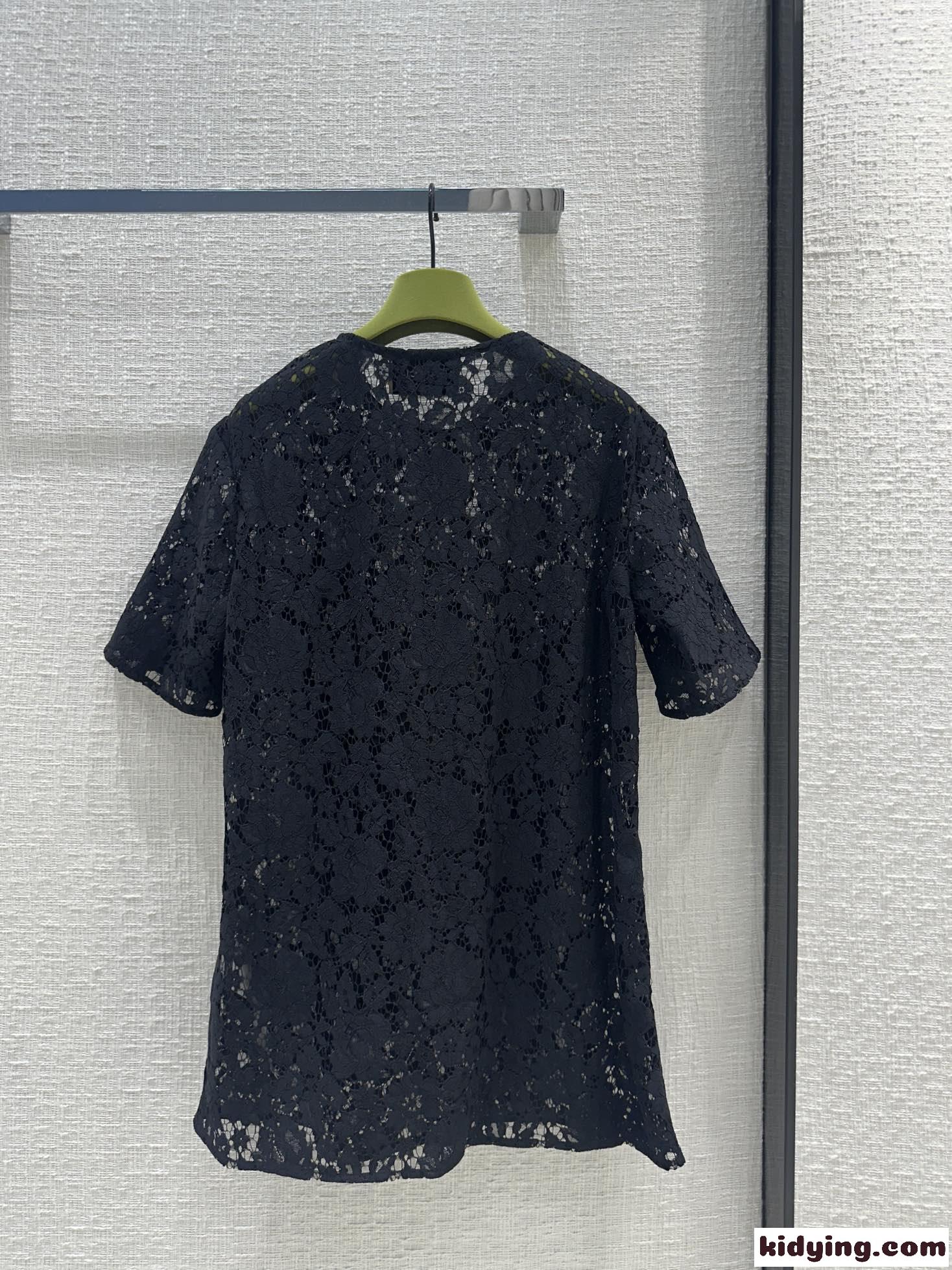 GUCCIプリント フローラル レース トップ グッチ Tシャツ コピー ブラック-5