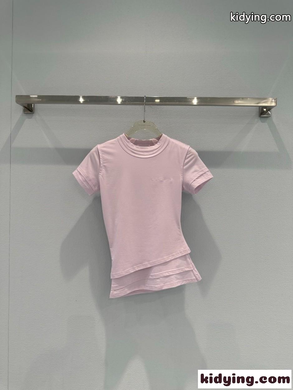 レイヤード風 半袖Tシャツ アレキサンダーワング Tシャツ コピー ピンク-0
