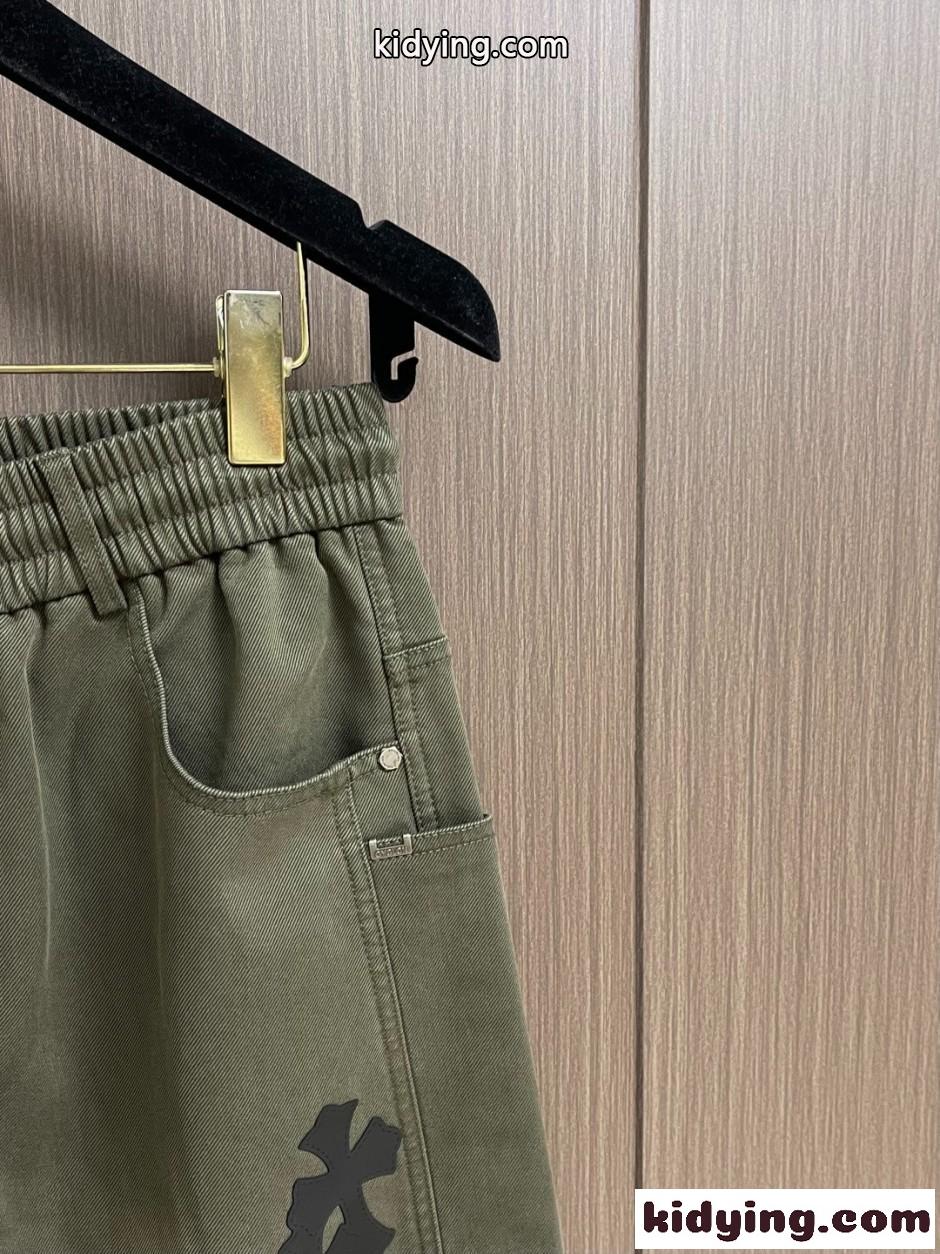 スタイリッシュ クロスパッチ デニムパンツ クロムハーツ ジーンズ 偽物 カーキグリーン-2
