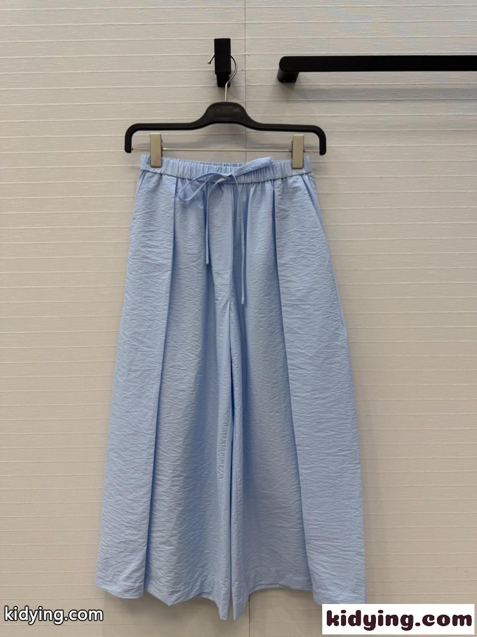 アナグラム コットン ドローストリングワイドパンツ ロエベ パンツ 偽物 ライトブルー-0