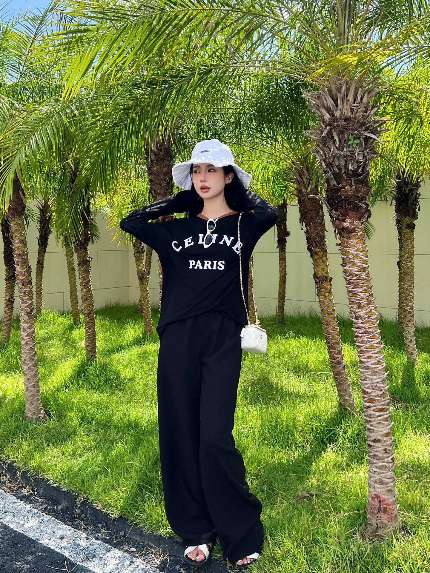 カジュアル ロゴ入り シアー 長袖Tシャツ 紫外線対策 セリーヌ Tシャツ コピー ブラック-5