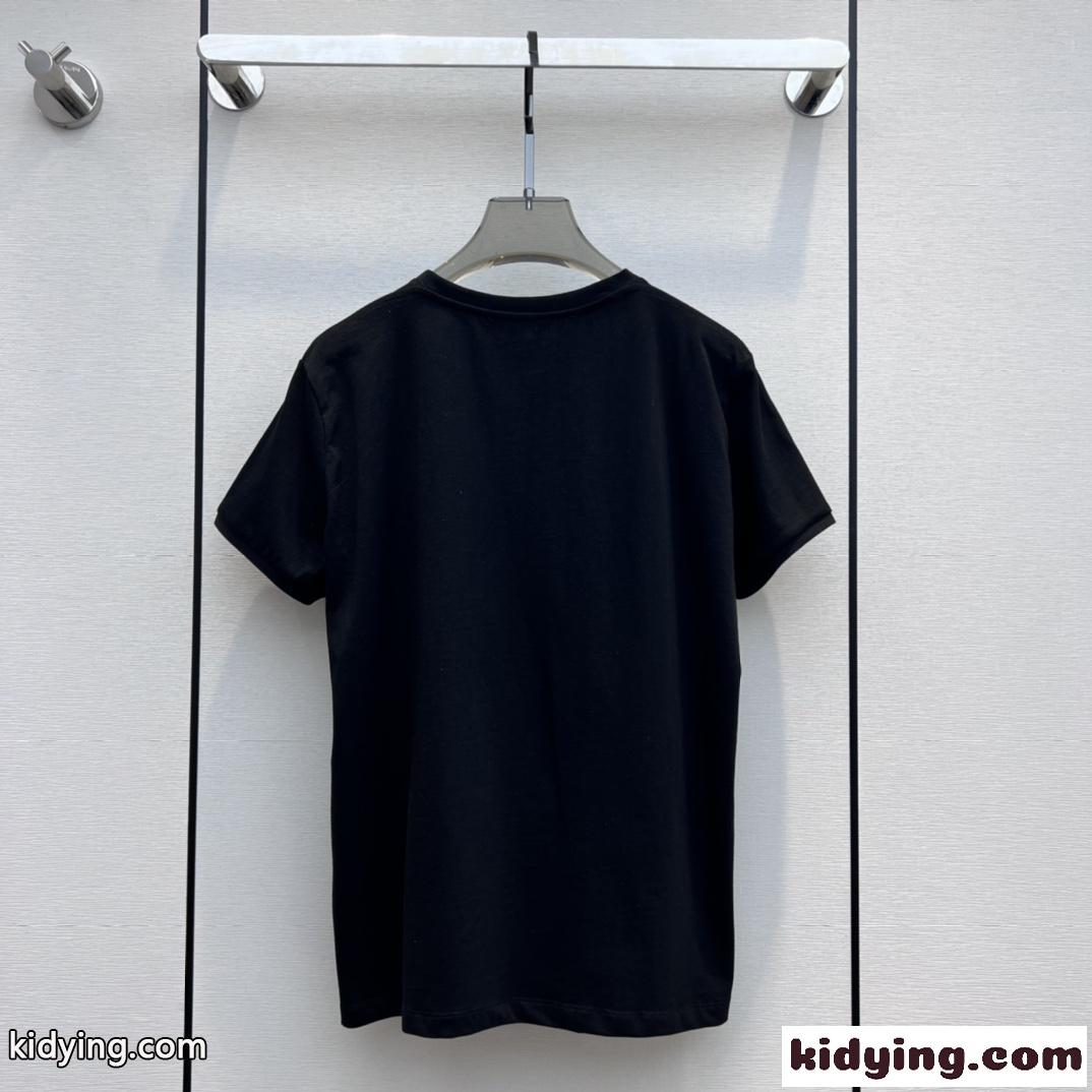 人気 フェンネル Tシャツ コットン ロエベ Tシャツ コピー ユニセックス ブラック-1