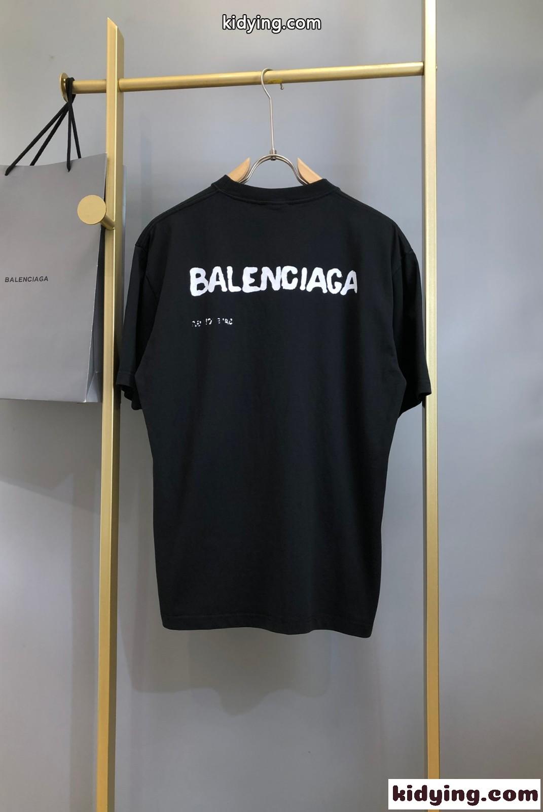 おしゃれ 人気 プリント クルーネック バレンシアガ Tシャツ コピー ユニセックス-1