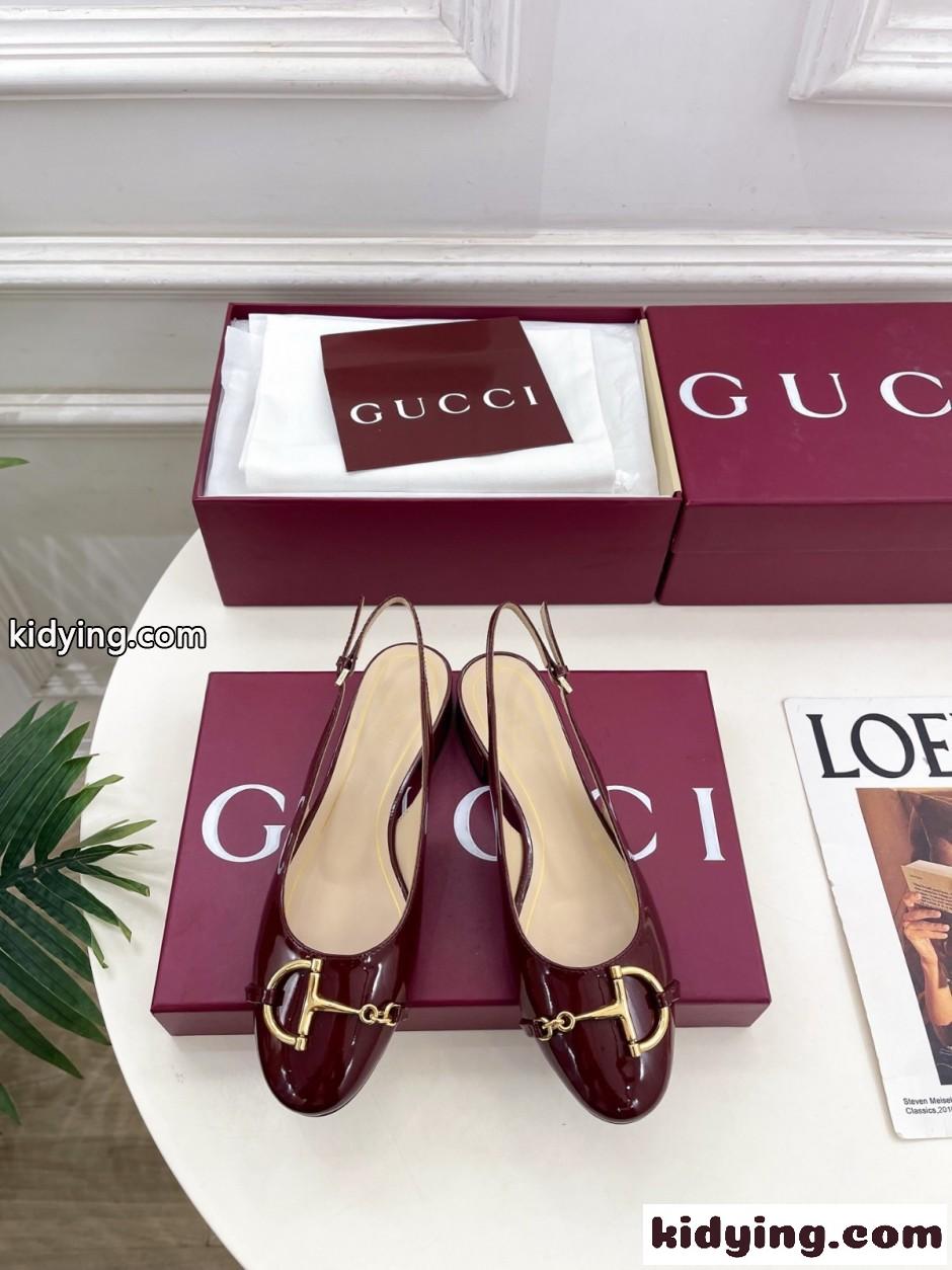 GUCCI ホースビット スリングバック パンプス グッチ パンプス コピー ボルドー-1