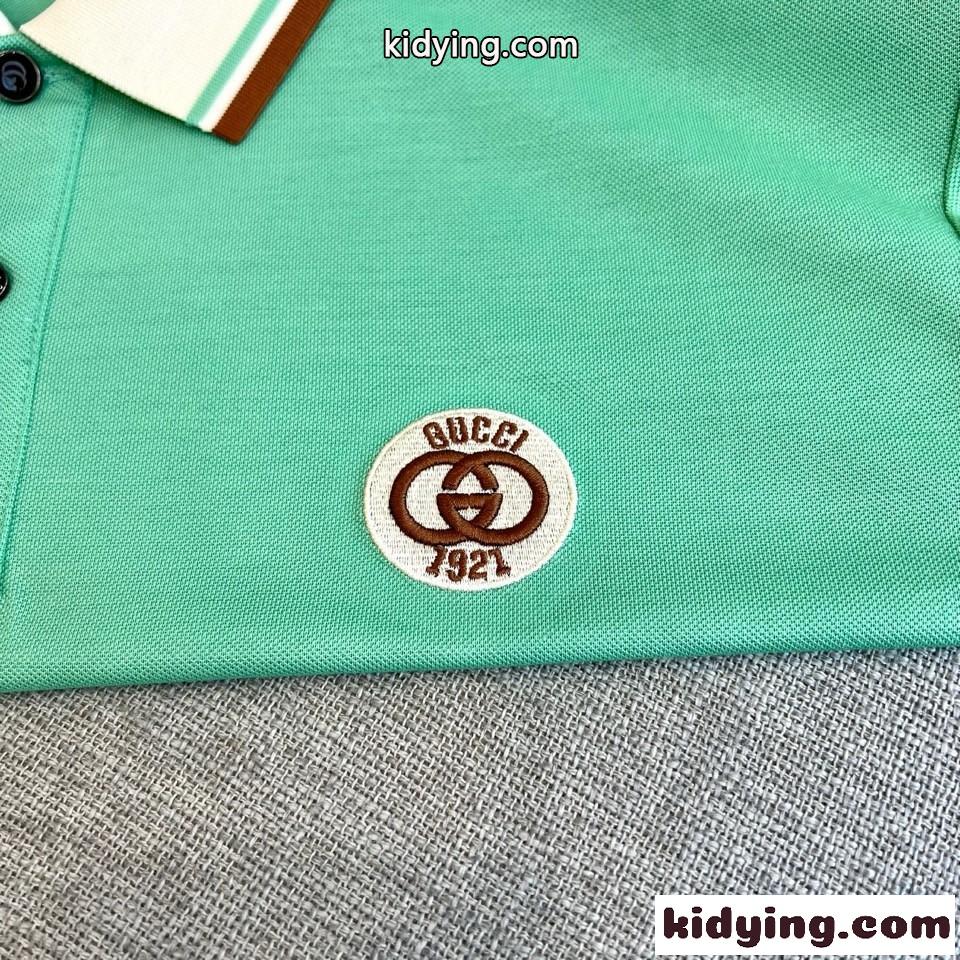 カジュアル コットンピケ ポロシャツ グッチ Tシャツ コピー グリーン-2