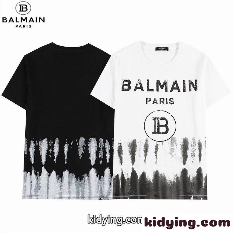 カジュアル 個性的 プリント 半袖 クルーネック バルマン Tシャツ コピー 合わせやすい-1
