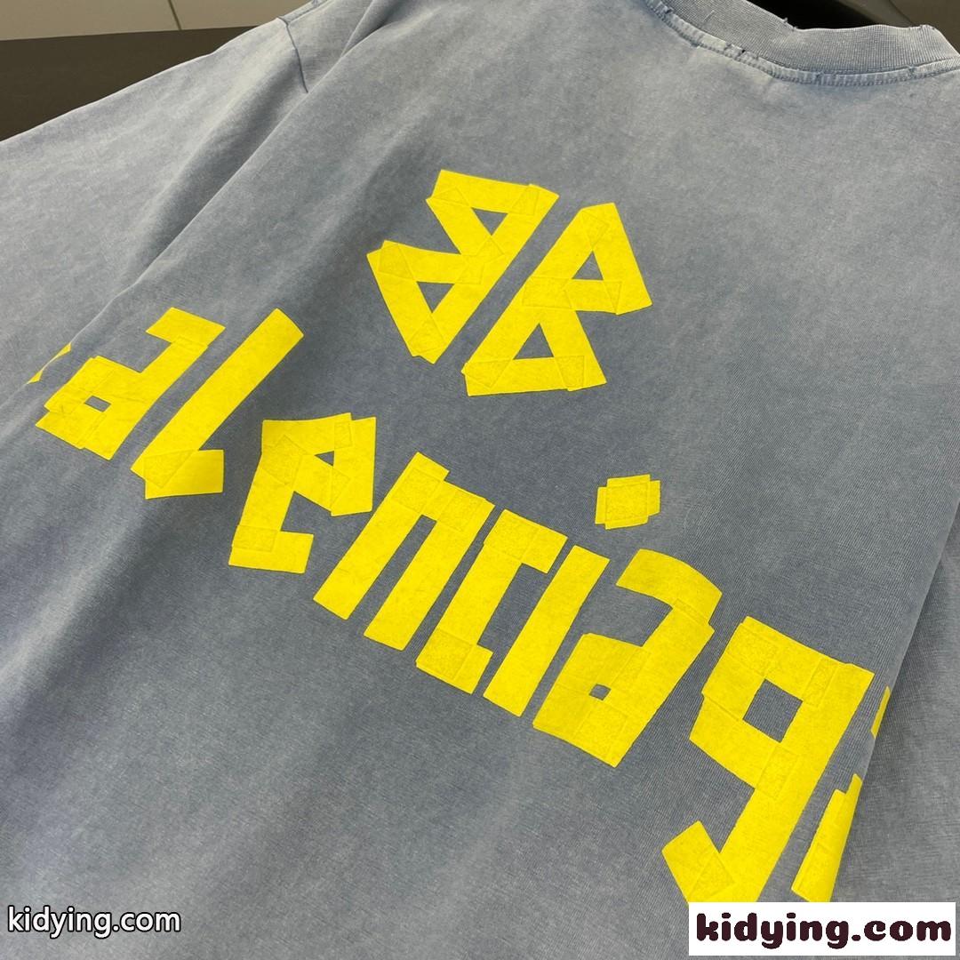 人気 カジュアル TAPE TYPE Tシャツ バレンシアガ Tシャツ コピー ライトブルー-2