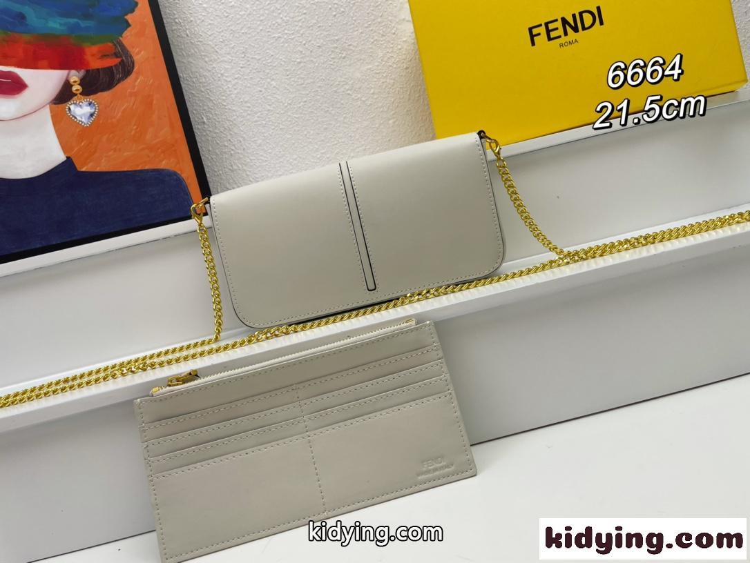 フェンディグラフィ 財布内蔵ミニバッグ スーパーコピー ホワイトレザー チェーン 財布-2