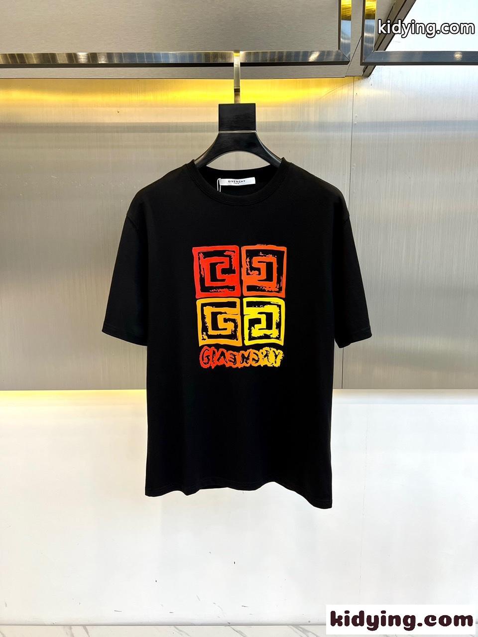 カジュアル ロゴ クルーネック 半袖Tシャツ ジバンシィ Tシャツ コピー ブラック-1