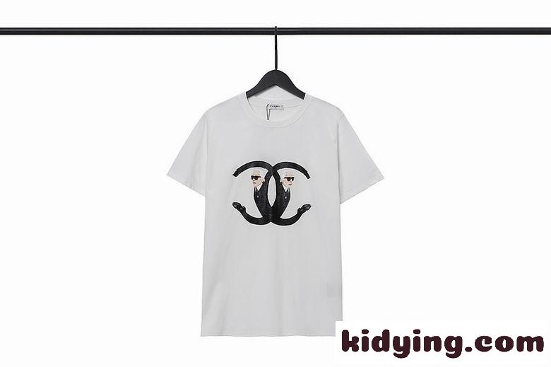 ゆったり プリント クルーネック 春夏 定番 半袖 シャネル tシャツ コピー コットン 着心地いい ホワイト ブラック-1