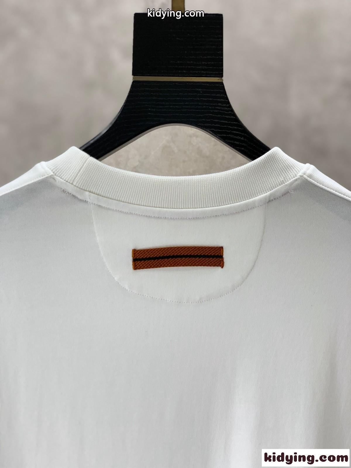 シンプル ゆったり ロゴ クルーネック エルメネジルド・ゼニア Tシャツ コピー メンズ 半袖Tシャツ-2