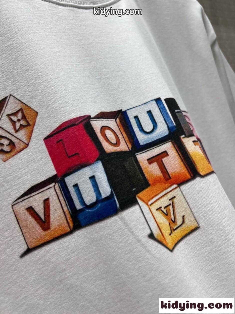 シグネチャーブロックTシャツ コットン ルイ・ヴィトン Tシャツ コピー-3