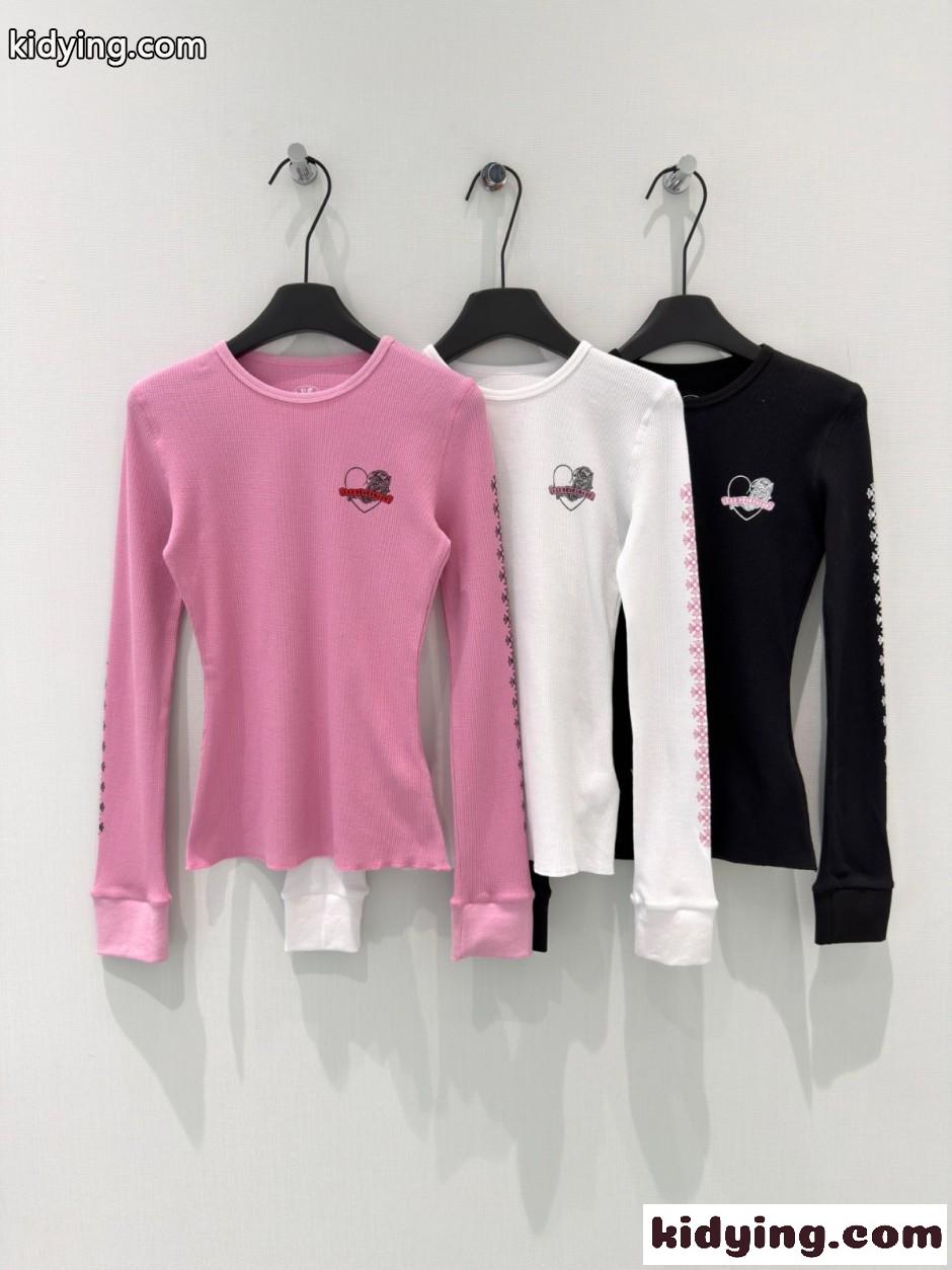 3色あり ロゴ入り 長袖Tシャツ クロムハーツ Tシャツ 偽物 クルーネック-1