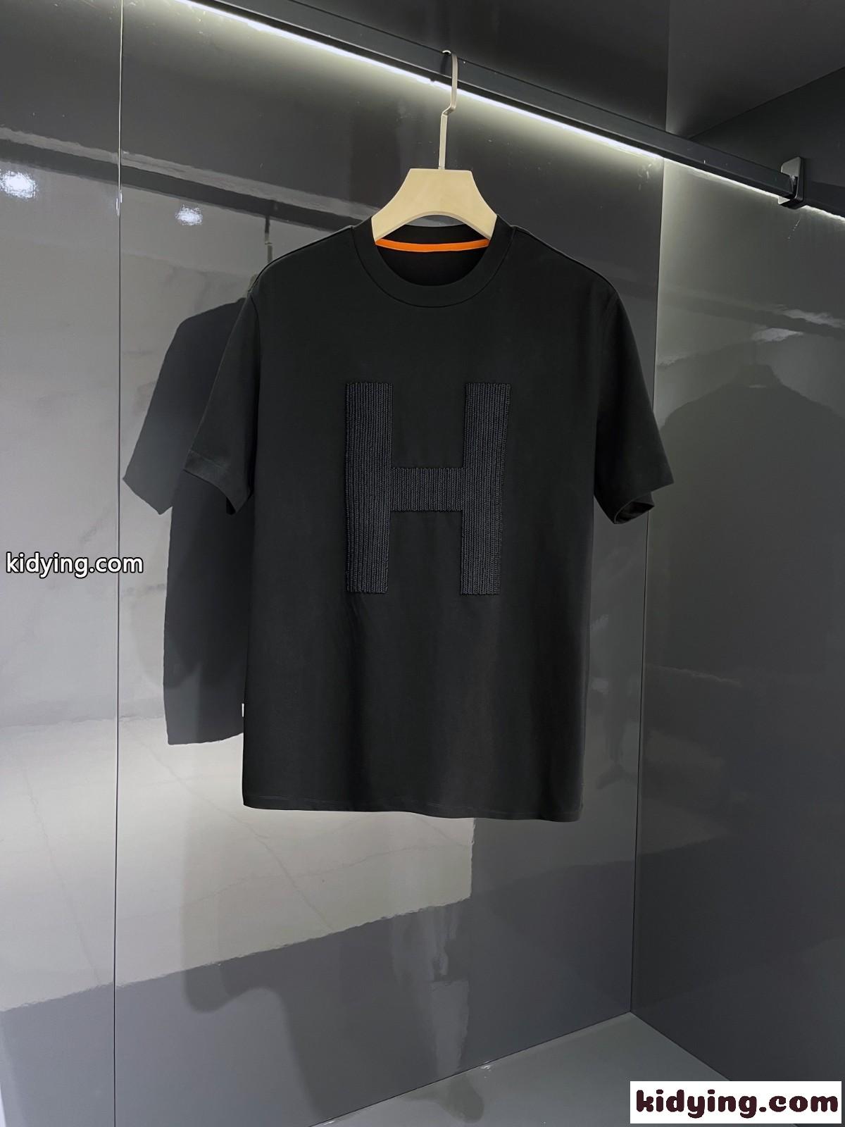 おしゃれ カジュアル 通気 快適 エルメス 半袖tシャツ コピー クルーネック コットン トップス-2