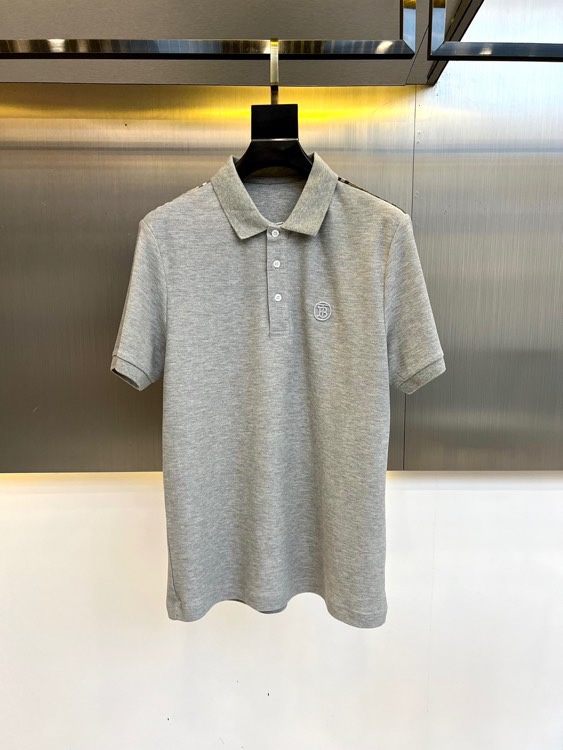 上品 カジュアル バーバリー 半袖Tシャツ コピー コットンピケ ポロシャツ グレー-0